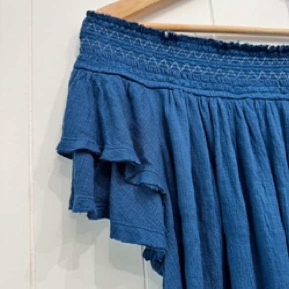 Blue Off-Shoulder Ruffle Top - Picture 3 of 3